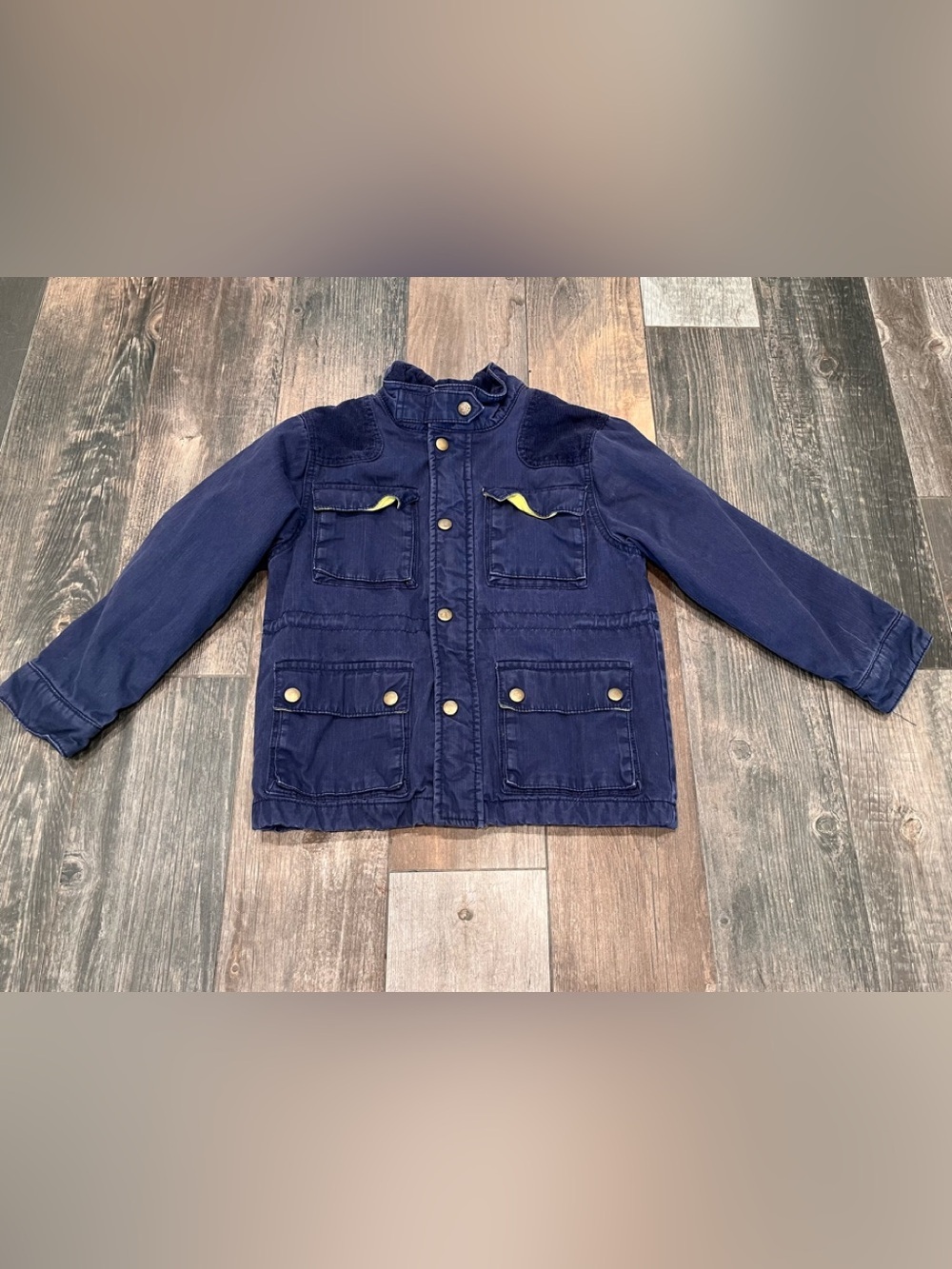 Mini Boden Field Utility Jacket, Navy - size 7-8 Youth Corduroy Accent & Elbow